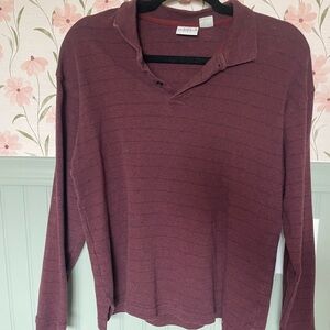 Women's Burgundy Striped Long Sleeved Shirt